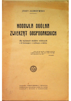 Hodowla ogólna zwierząt gospodarczych 1923 r.