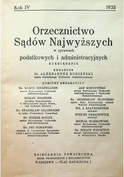 Orzecznictwo Sądów Najwyższych w sprawach podatkowych i administracyjnych 1935 r.