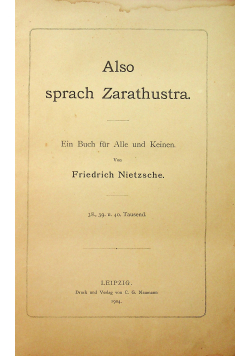 Also sprach Zarathustra 1904 r.