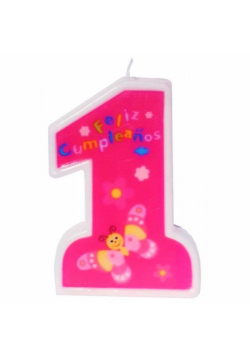 Świeczka urodzinowa 1 różowa 11cm