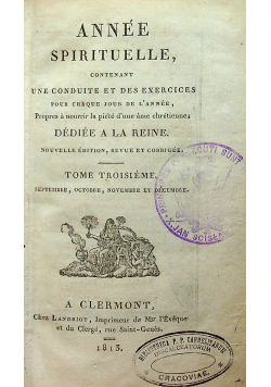 Annee Spirituelle Tom III 1813r