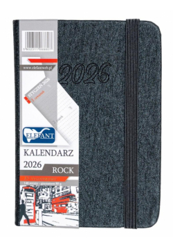 Kalendarz 2026 A7 tyg Rock grafitowy