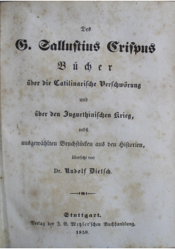 Des Gajus Sallustius Crispus  Des Cornelius Repos  1858 r