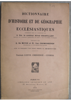 Dictionnaire d historie et de geographie wcclesiastiques fascicule 138