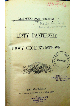 Listy pasterskie i mowy okolicznościowe 1908 r