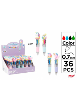 Długopis mini 4-kolorowy 0.7mm jednorożec (36szt)