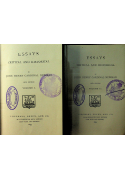 Essays critical and historical Volume I and II 1897r