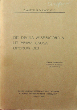 De Divina Misericordia Ut prima causa operum dei 1935 r