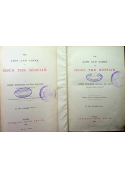 Life and tiems of Jesus the Messiah 1883 r
