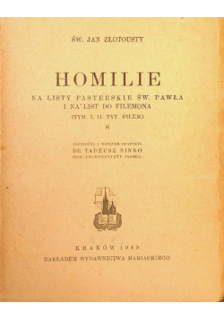 Homilie Na listy św Pawła Tom 8 1949 r.