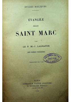 Evangile selon saint marc 1920 r.