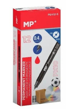 Marker permanentny 0,4mm do CD/DVD czerw (12szt)