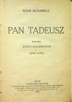Pan Tadeusz 1921 r.