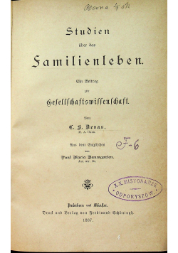 Studien uber das Samilienleben 1887r