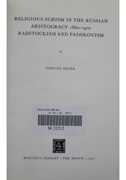 Religious schism in the Russian aristocracy 1860 1900 radstockism and pashkovism