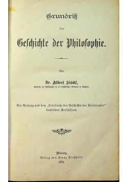 Grundriss Geschichte der Philosophie 1894 r.