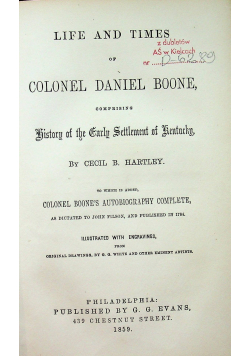 Life and Times of Colonel Daniel Boone 1859 r