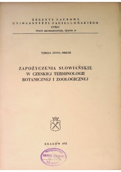 Zapożyczenia słowiańskie w czeskiej terminologii botanicznej i zoologicznej