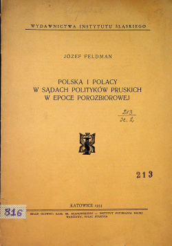 Polska i Polacy w sądach polityków pruskich w epoce porozbiorowej1935 r