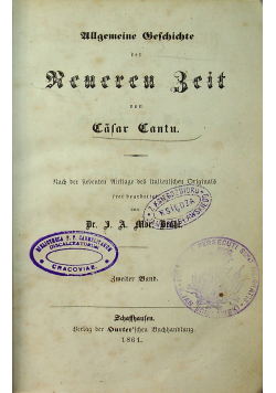 Allgemeine Geschichte der Heneren Seit 1861r