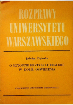 Ziętarska O Metodzie Krytyki Literackiej W Dobie