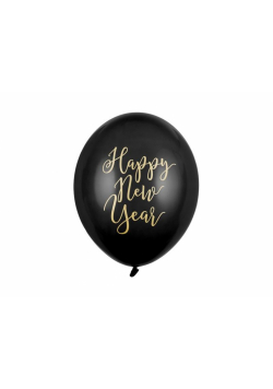 Balony Happy New Year pastel black 30cm 50szt