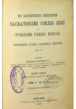Sacratissimi Cordis Jesu tom I  1873 r