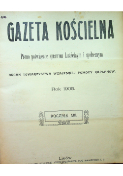 Gazeta Kościelna Rocznik XIII 1905  r.