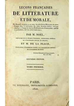 Cours de Litterature Comparee 1820 r.