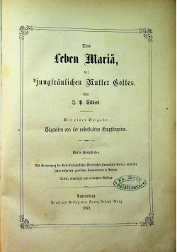 Das Leben Maria der jungfraulichen Mutter Gottes 1860r