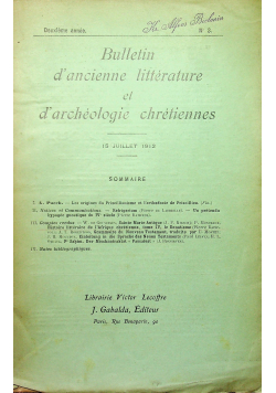 Bulletin dancienne litterature et dacheologie chretiennes Nr 3 1912 r.