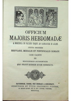Officium Majoris Hebdomadae 1902 r.