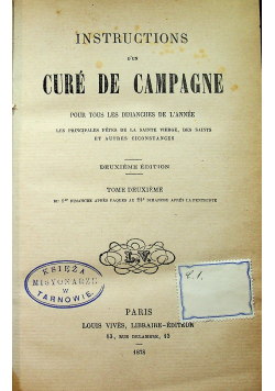 Instructions dun cure de campagne tom II 1878 r