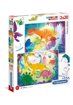 Puzzle Supercolor Funny Dinos 2 x 20