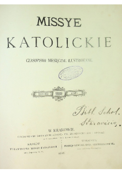 Missye Katolickie Czasopismo miesięczne ilustrowane Numer 8 1889 r.
