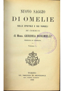 Nuovo Saggio di Omelie Volume I 1893 r.