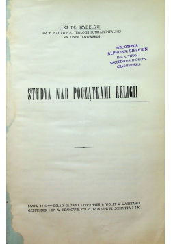 Studya nad początkami Religii 1916 r.