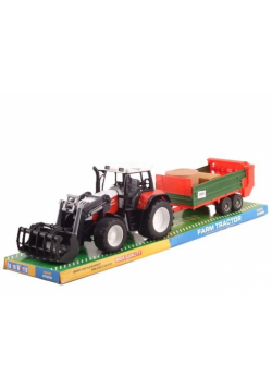 Traktor z łyżka i rozrzutnikiem