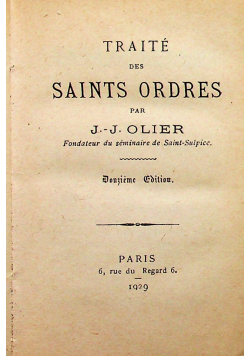 Traite des Saints Ordres 1929 r