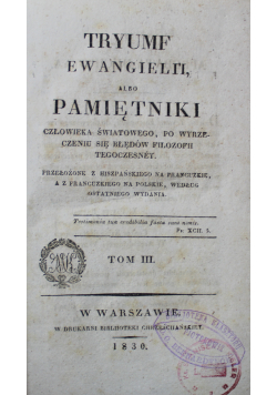 Tryumf Ewangielii albo pamiętniki Tom III 1830 r