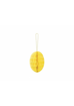 Dekoracja papierowa honeycomb jajko żółta 12cm