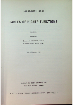 Tables of Higher Functions