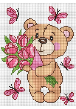 Diamentowa mozaika - Uroczy pluszowy miś 30x40cm