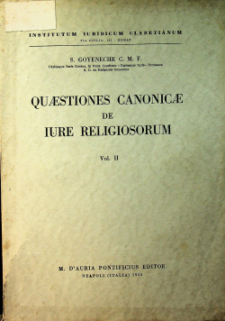 Quaestiones Canonicae de Religiosorum  vol II