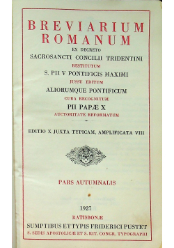 Breviarium Romanum Pars Autumnalis 1927 r