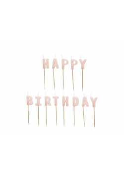 Świeczki Happy Birthday różowe 2,5cm 13szt