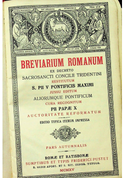 Breviarium Romanum Pars Autumnalis 1915 r