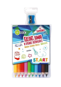 Kredki Jumbo St.Art w oprawie drewnianej 10 kolorów + temperówka