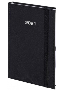 Kalendarz 2021 A5 Dzienny Cross z gumką czarny