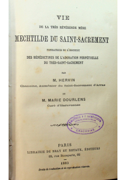 Vie de la tres reverende mere mectilde du saint sacrement 1883 r.